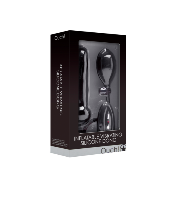 Ouch! by Shots Opblaasbare en Vibrerende Siliconen Dildo - Zwart
