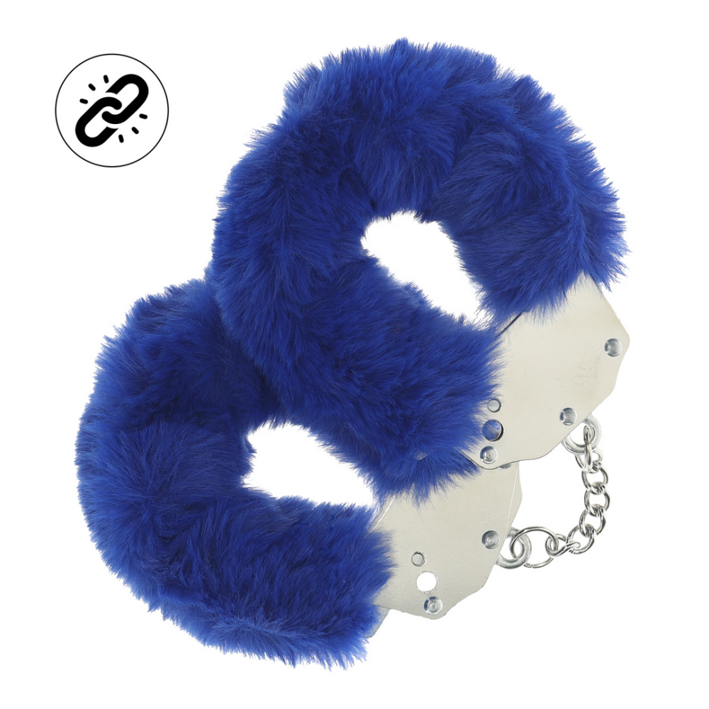 Ouch! by Shots Zware Fluffy Handboeien - Marineblauw afbeelding
