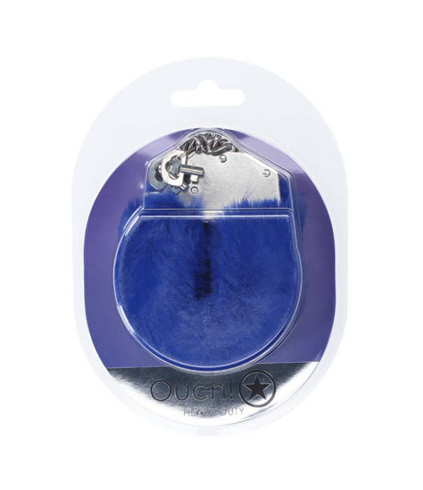 Ouch! by Shots Zware Fluffy Handboeien - Marineblauw