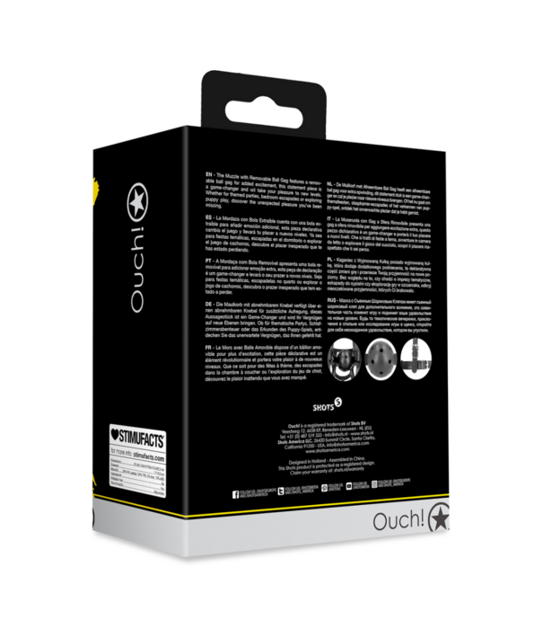 Ouch! by Shots Muilezel met Verwijderbare Ball Gag - Zwart