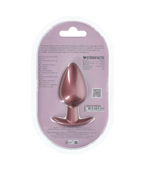 Ouch! by Shots Gladde Siliconen Anale Plug - Groot - 3,5 / 8,9 cm - Roségoud