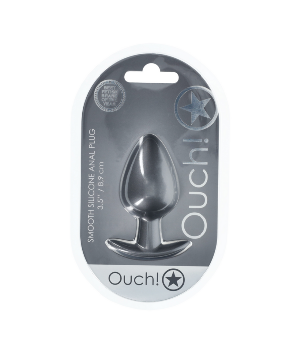 Ouch! by Shots Zachte Siliconen Anale Plug - Groot - 3,5 / 8,9 cm - Gunmetal
