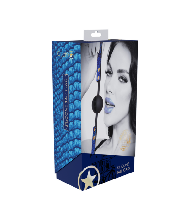 Ouch! by Shots Florence Collectie - Siliconen Ball Gag - Blauw