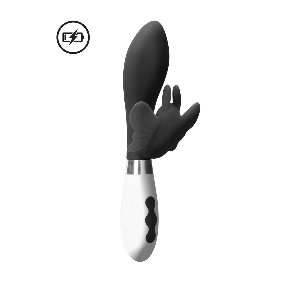 Luna by Shots Alexios - Oplaadbare Rabbit Vibrator - Zwart afbeelding