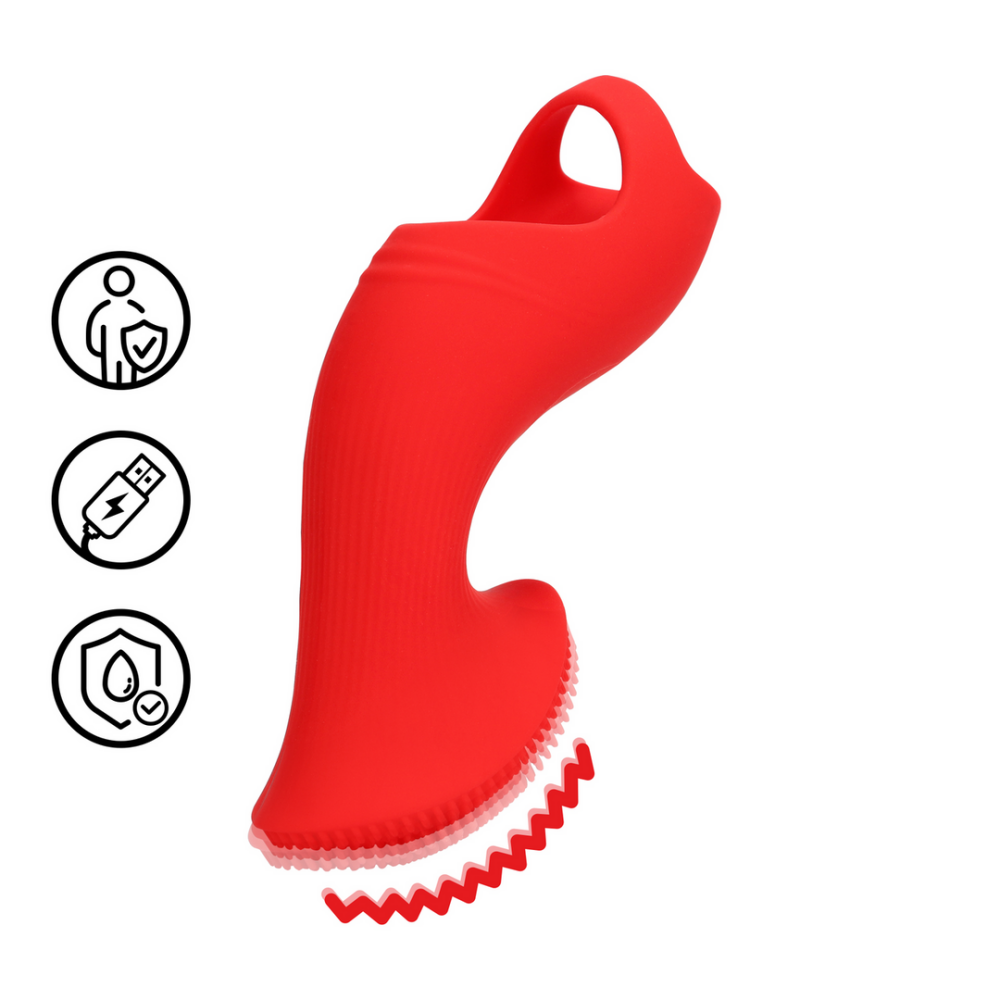 Loveline by Shots Textured Finger Vibrator - Sunrise Red afbeelding