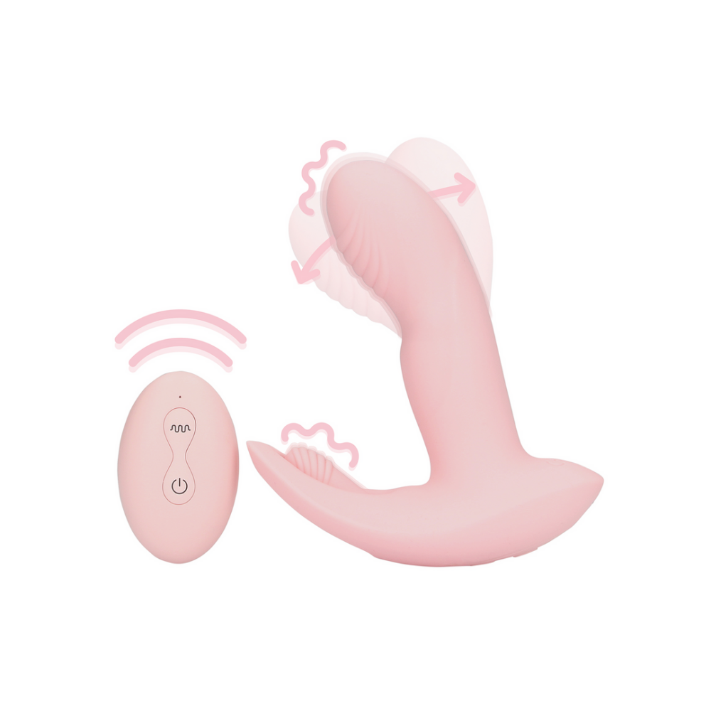 Loveline by Shots Draagbare Vinger Beweging Vibrator met Afstandsbediening - Cherry Chiffon afbeelding
