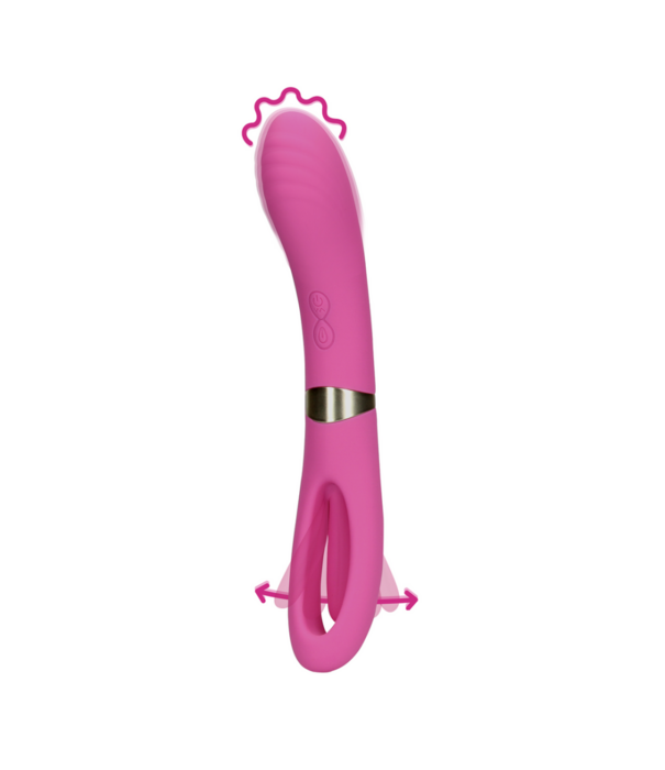 Loveline by Shots Dubbelzijdige flapper en G-Spot vibrator - Uitbundig Roze