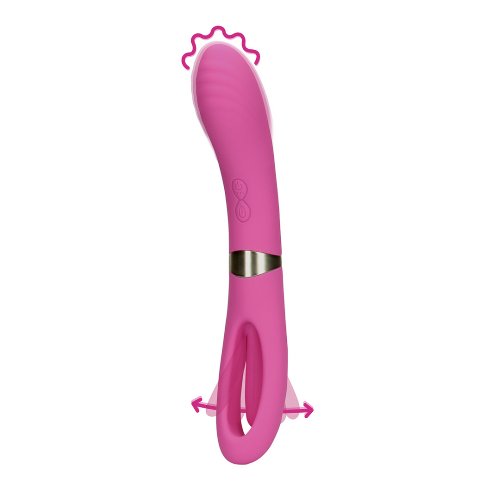 Loveline by Shots Dubbelzijdige flapper en G-Spot vibrator - Uitbundig Roze afbeelding