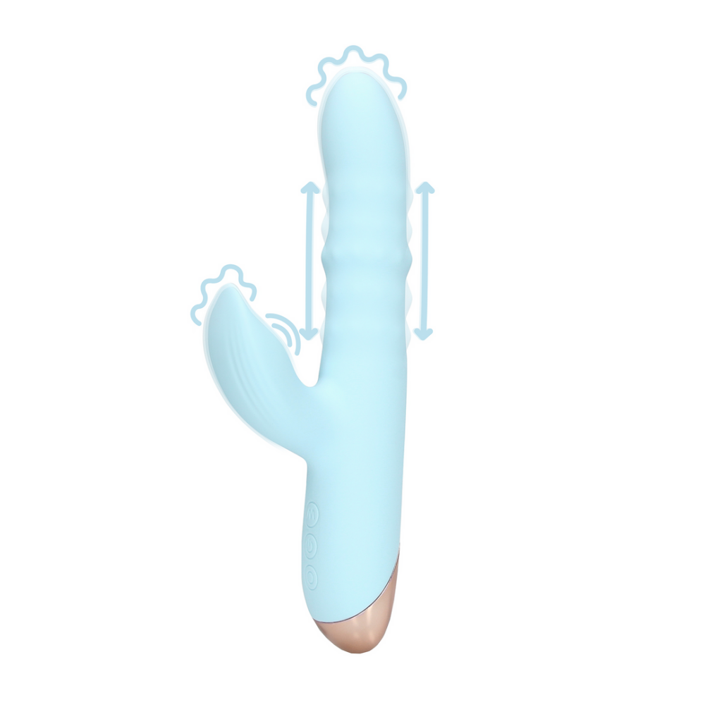Loveline by Shots Pulse Wave en Op-en-Neer Beweegbare Ring Vibrator - Arctic Blue afbeelding