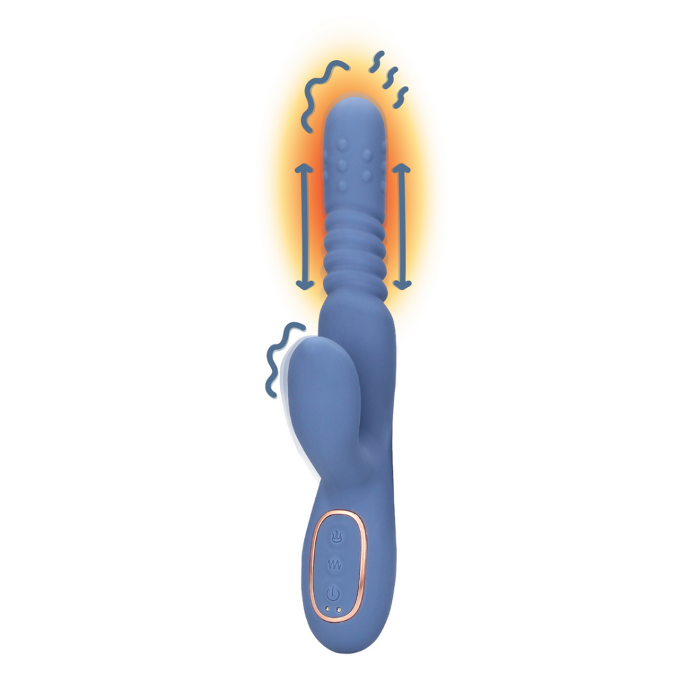 Loveline by Shots Warmende Draaibare Kralen en Duwende Konijnen Vibrator - Blauw Nova afbeelding