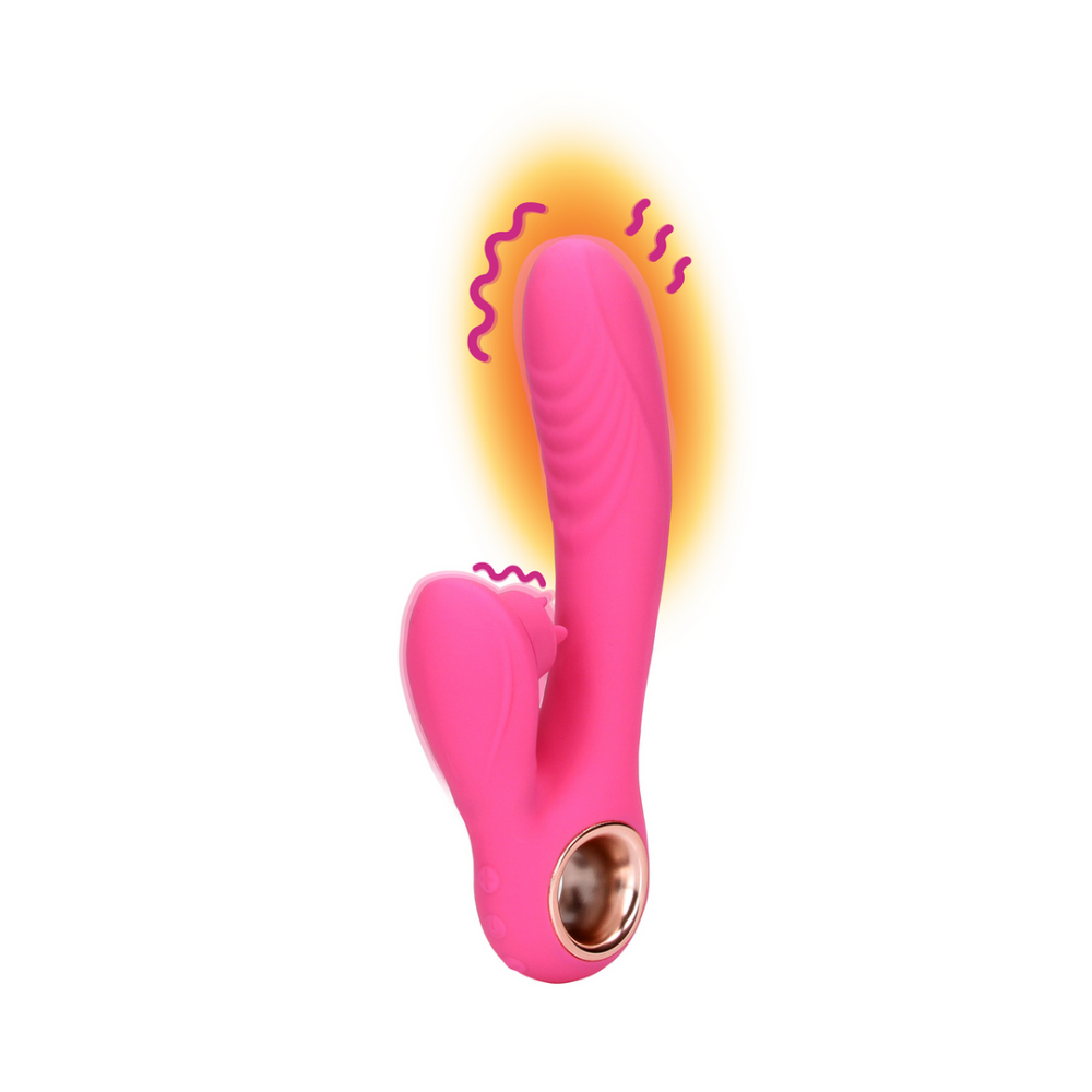 Loveline by Shots Tongue Flickering en Heating Rabbit Vibrator - Exuberant Pink afbeelding