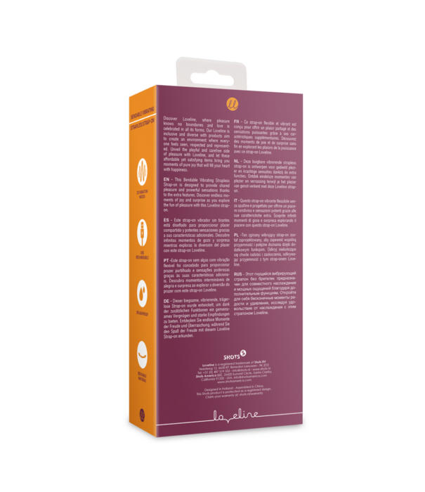 Loveline by Shots Buigbare Vibrerende Strapless Strap-on - Merlot Druif