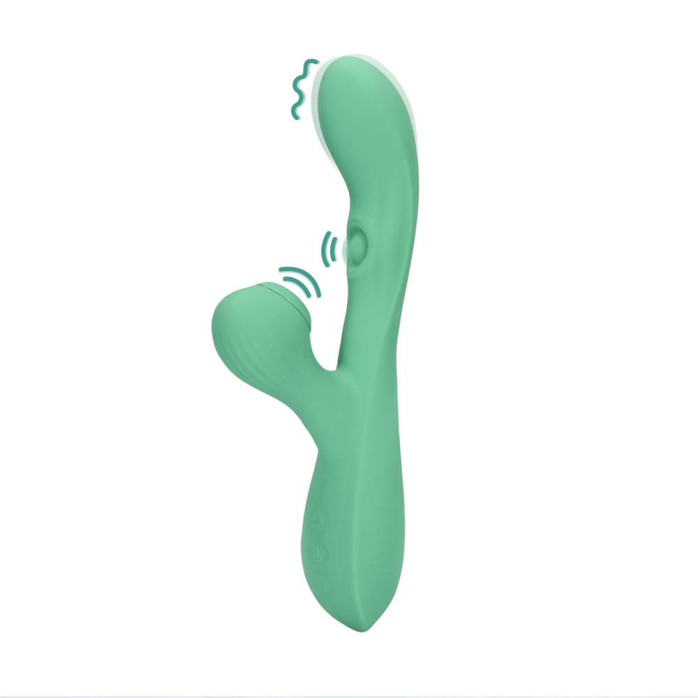 Loveline by Shots Pulse Wave en Tongue Flickering Rabbit Vibrator - Blue Grass afbeelding