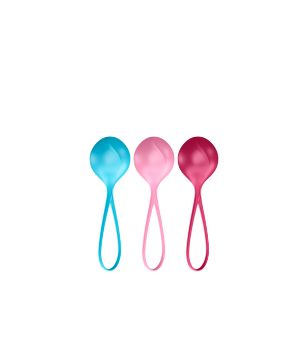 Satisfyer Versterkende Ballen - Kegelballen - 3 Stuks - Turquoise/Rood/Roze