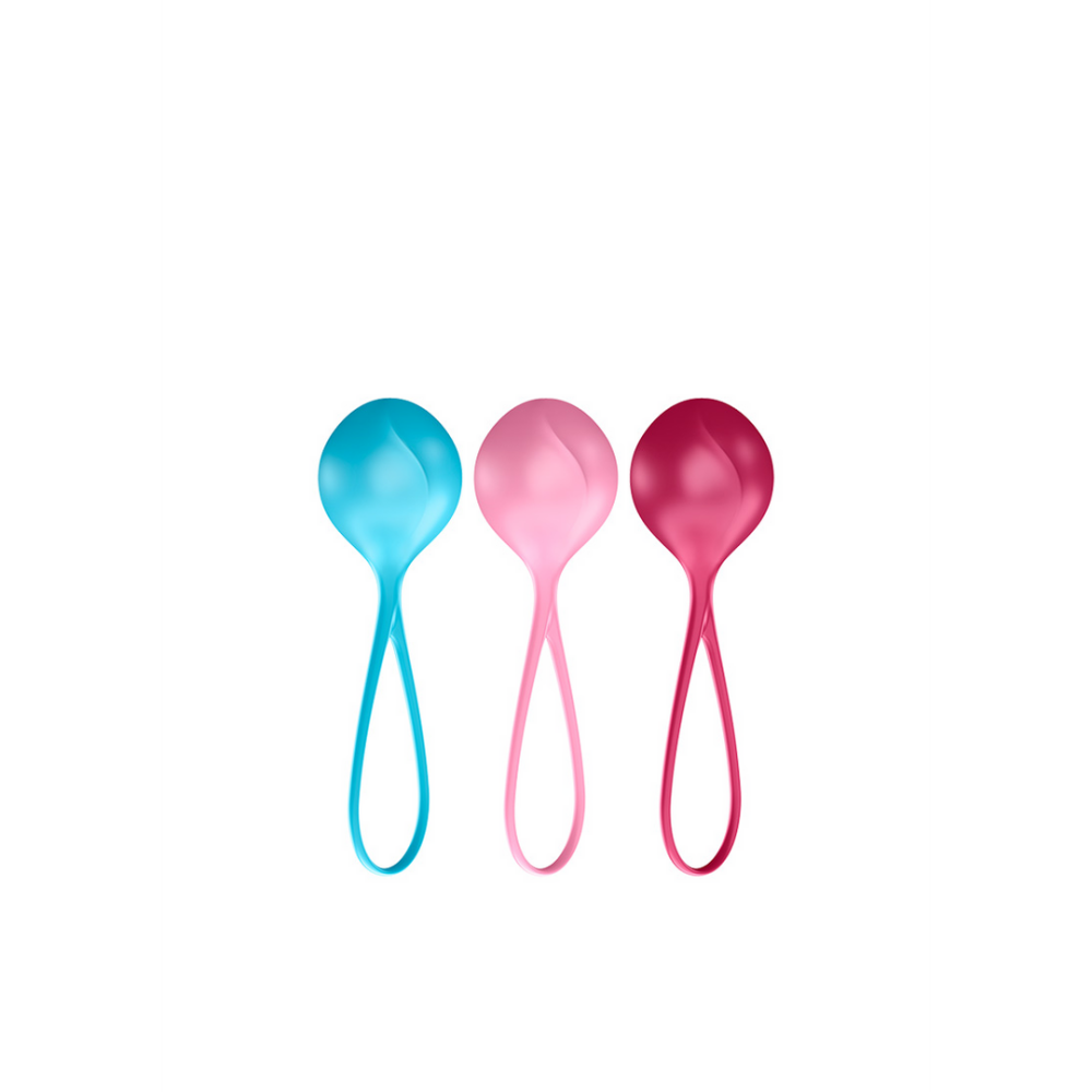 Satisfyer Versterkende Ballen - Kegelballen - 3 Stuks - Turquoise/Rood/Roze afbeelding