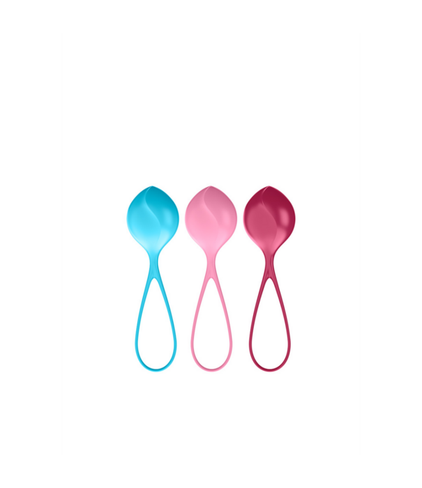 Satisfyer Versterkende Ballen - Kegelballen - 3 Stuks - Turquoise/Rood/Roze