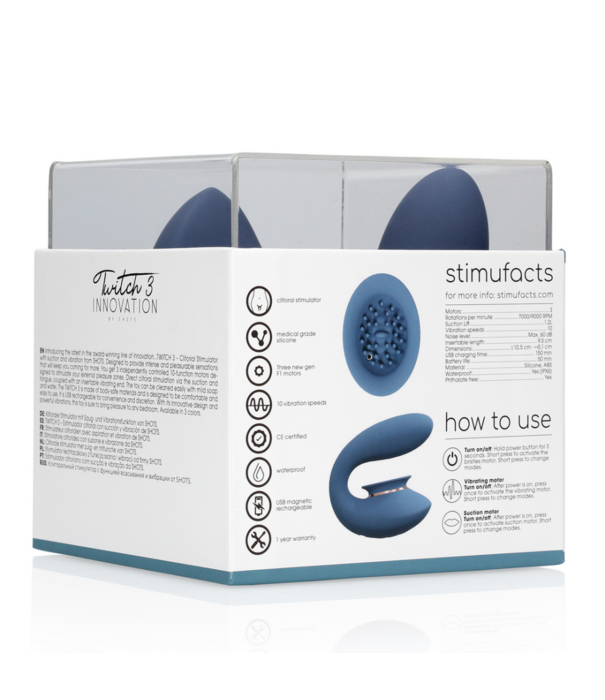 Twitch 3 - Oplaadbare Vibrator en Suction - Blauw/Grijs