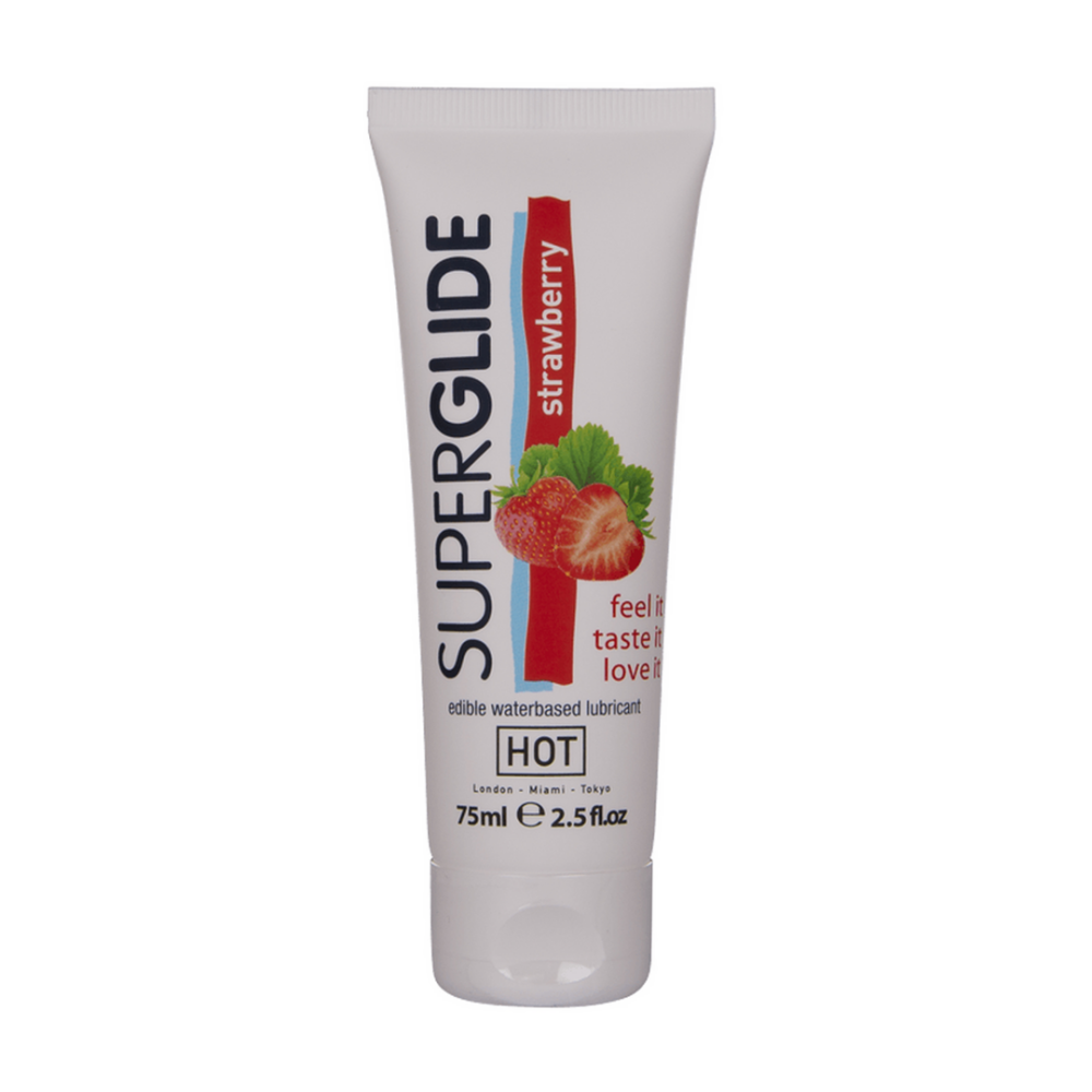 HOT Superglide - Eetbaar Waterbasis Glijmiddel - Aardbei - 3 fl oz / 75 ml afbeelding