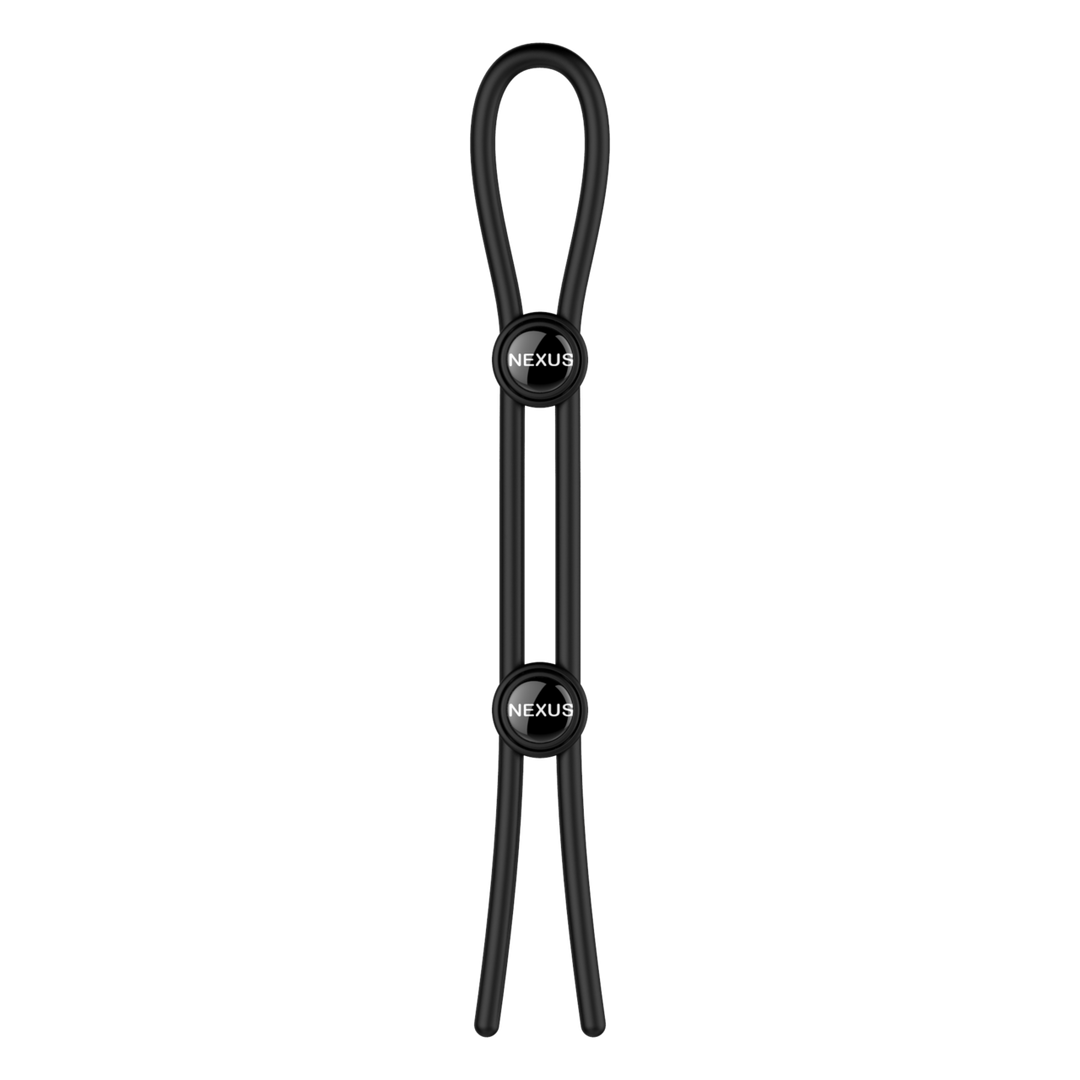 Nexus Forge - Dubbel Verstelbare Lasso Siliconen Cockring - Zwart afbeelding