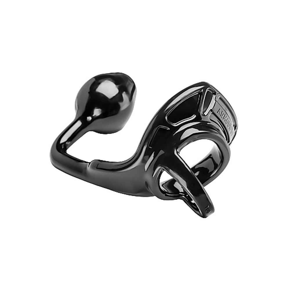 PerfectFitBrand Armor Tug Lock - Cockring met Ball Strap en Butt Plug - Medium afbeelding