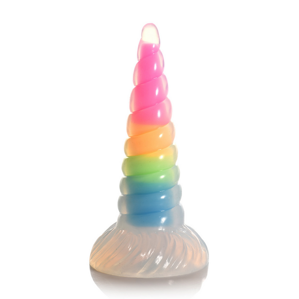 XR Brands UniGlow - Glow-in-the-Dark Regenboog Siliconen Dildo afbeelding