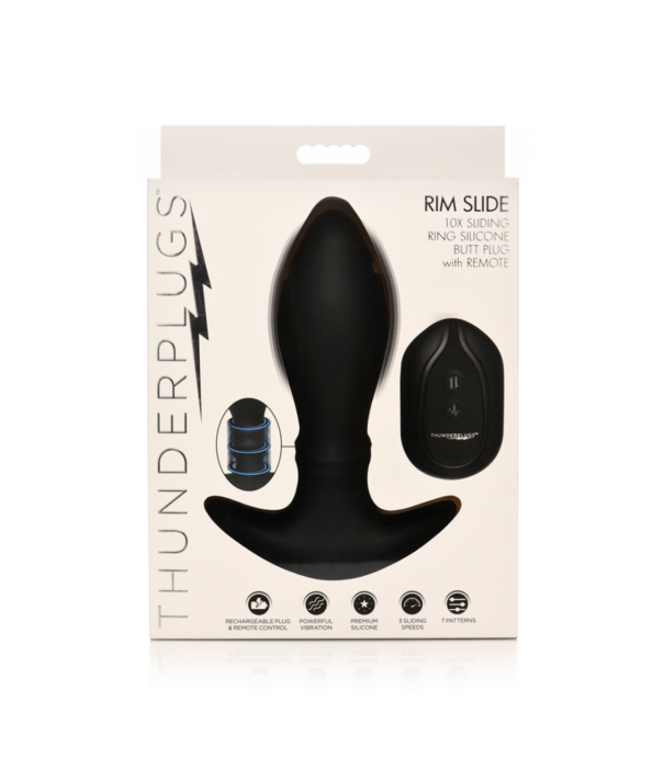 Rim Slide - Sliding Ring Silicone Butt Plug - Zwart