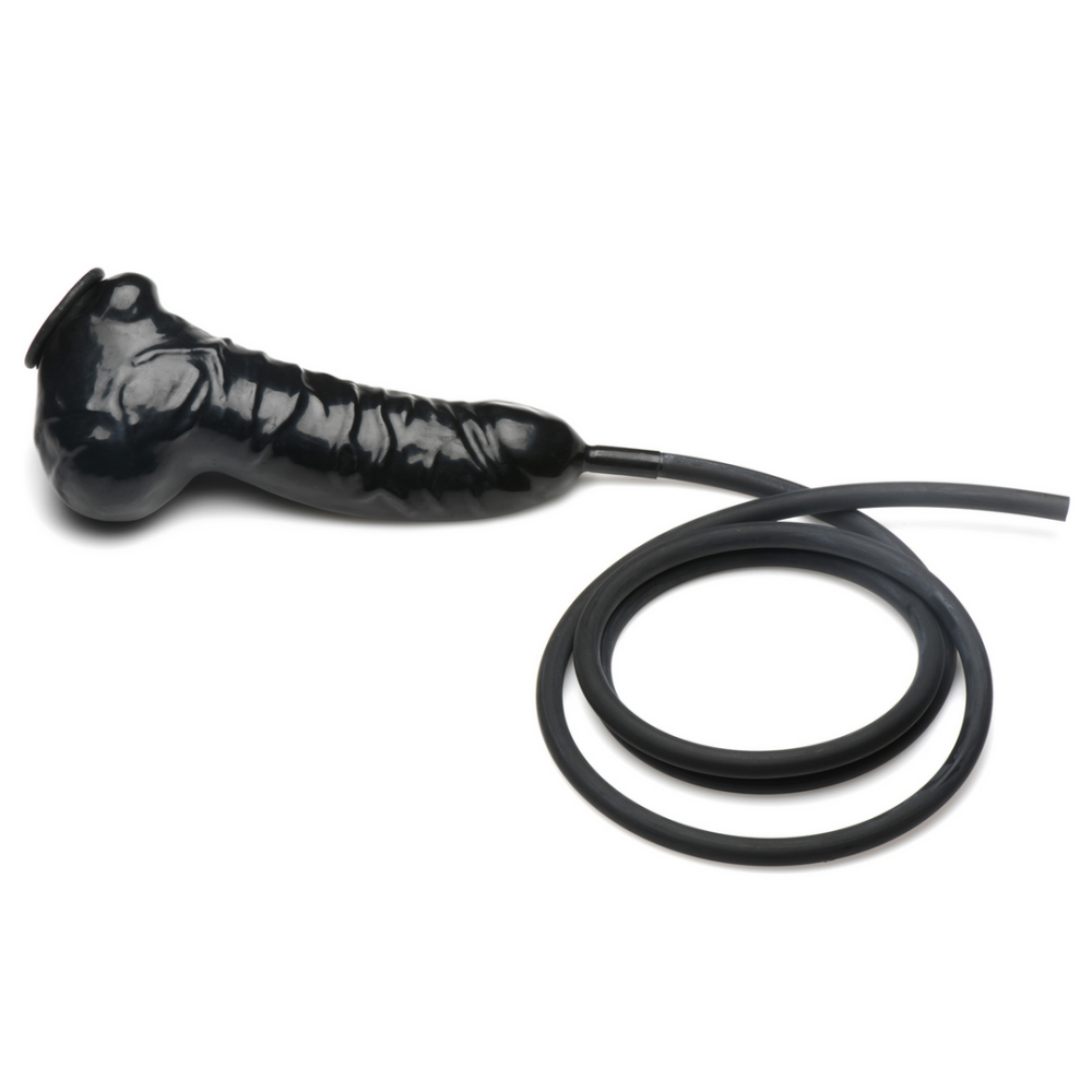 XR Brands Guzzler - Realistische Penis Sheath met Tube - Zwart afbeelding
