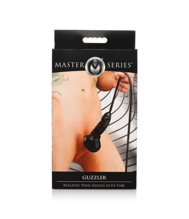 Guzzler - Realistische Penis Sheath met Tube - Zwart