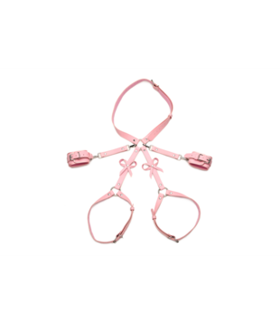 Bondage Harness met Strikjes - XL/2XL - Roze
