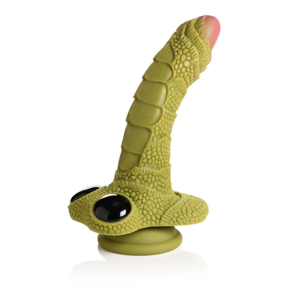 XR Brands Swamp Monster Scaly Silicone Dildo - Zwart afbeelding