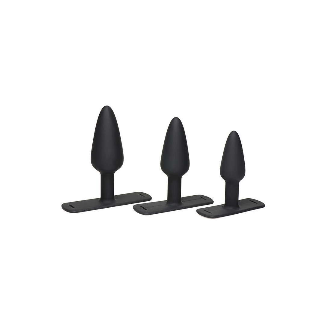 XR Brands Bum-Tastic - Trainer Set Silicone 3-delige Anal Plug Set met Harness afbeelding