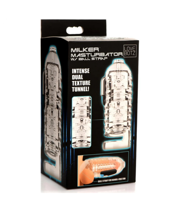 Melker TPE Masturbator met Ball Strap - Doorzichtig