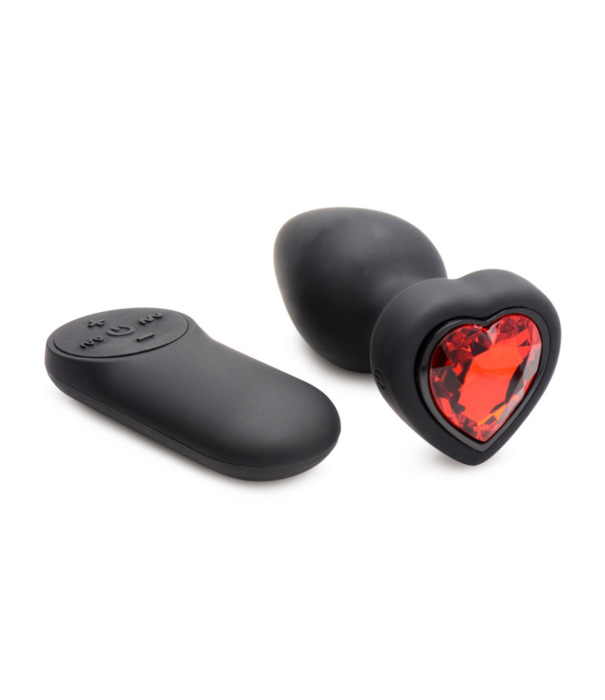 Siliconen Vibrerende Rode Hart - Butt Plug met Afstandsbediening - Klein