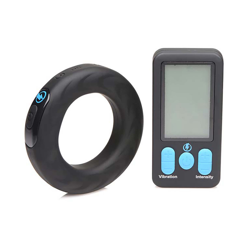 XR Brands Vibrerende en E-Stim Siliconen Cockring + Afstandsbediening afbeelding