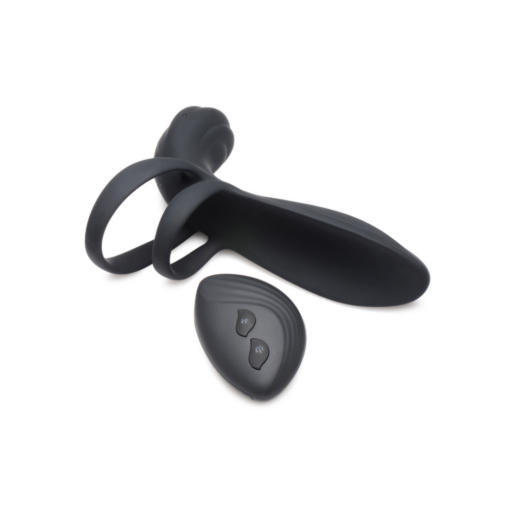 XR Brands Siliconen Vibrerende Penis Sleeve met Afstandsbediening afbeelding