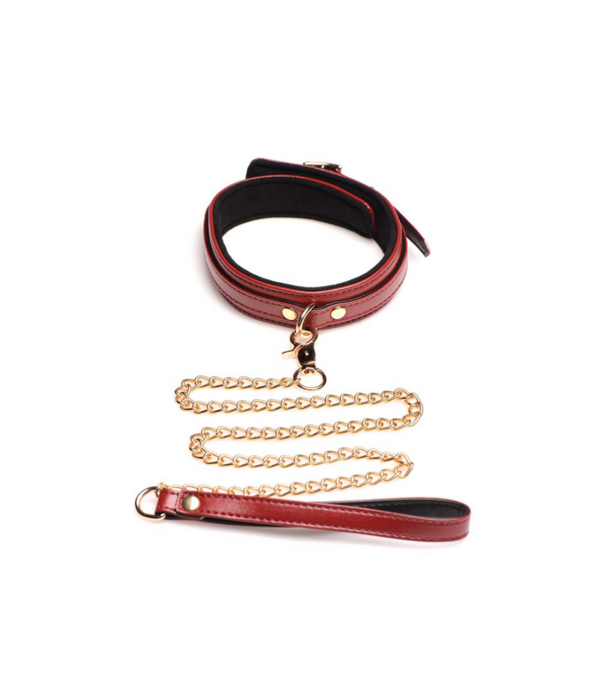 6-delige bordeaux bondage set met cuffs, halsband en riem