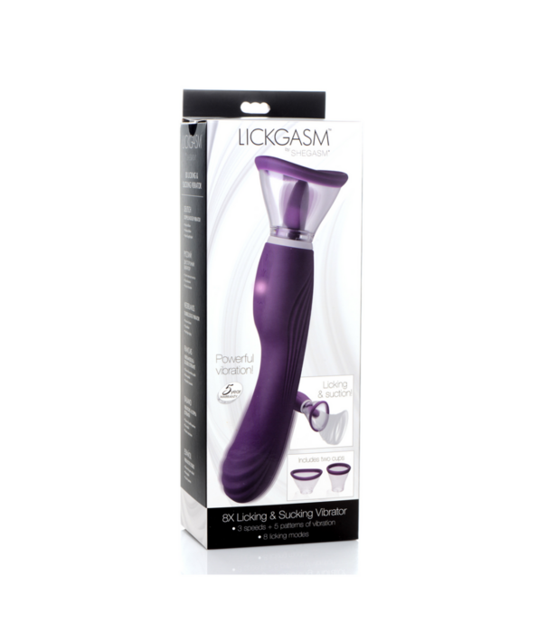 Lickgasm - 8x Licking en Sucking Vibrator - Paars