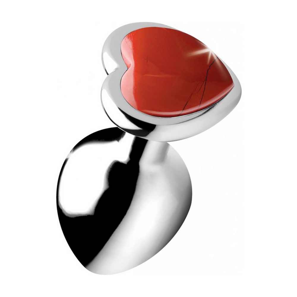 XR Brands Red Jasper Heart - Butt Plug - Medium afbeelding