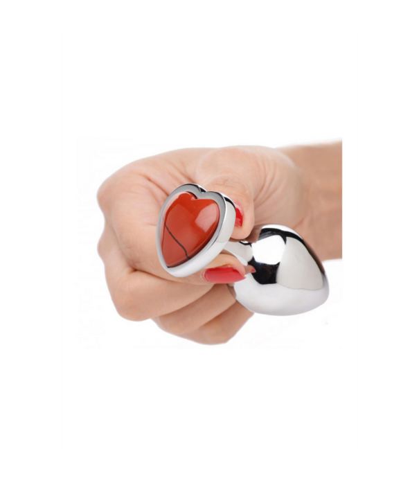 Rode Jaspis Hart - Butt Plug - Medium