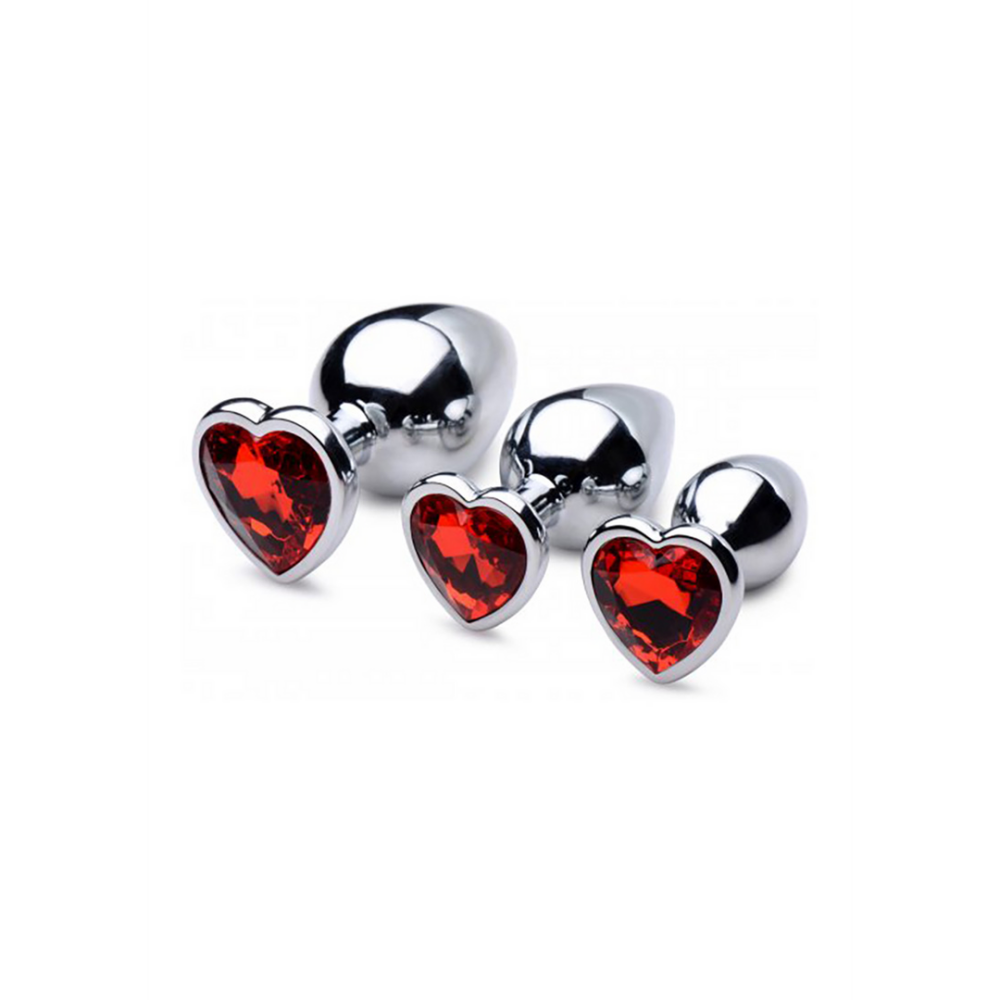 XR Brands Rode Hart - Butt Plug Set afbeelding