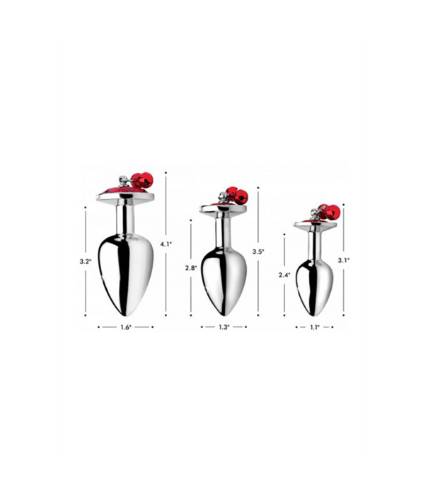 Rode Edelsteen - Butt Plug Set met Belletjes