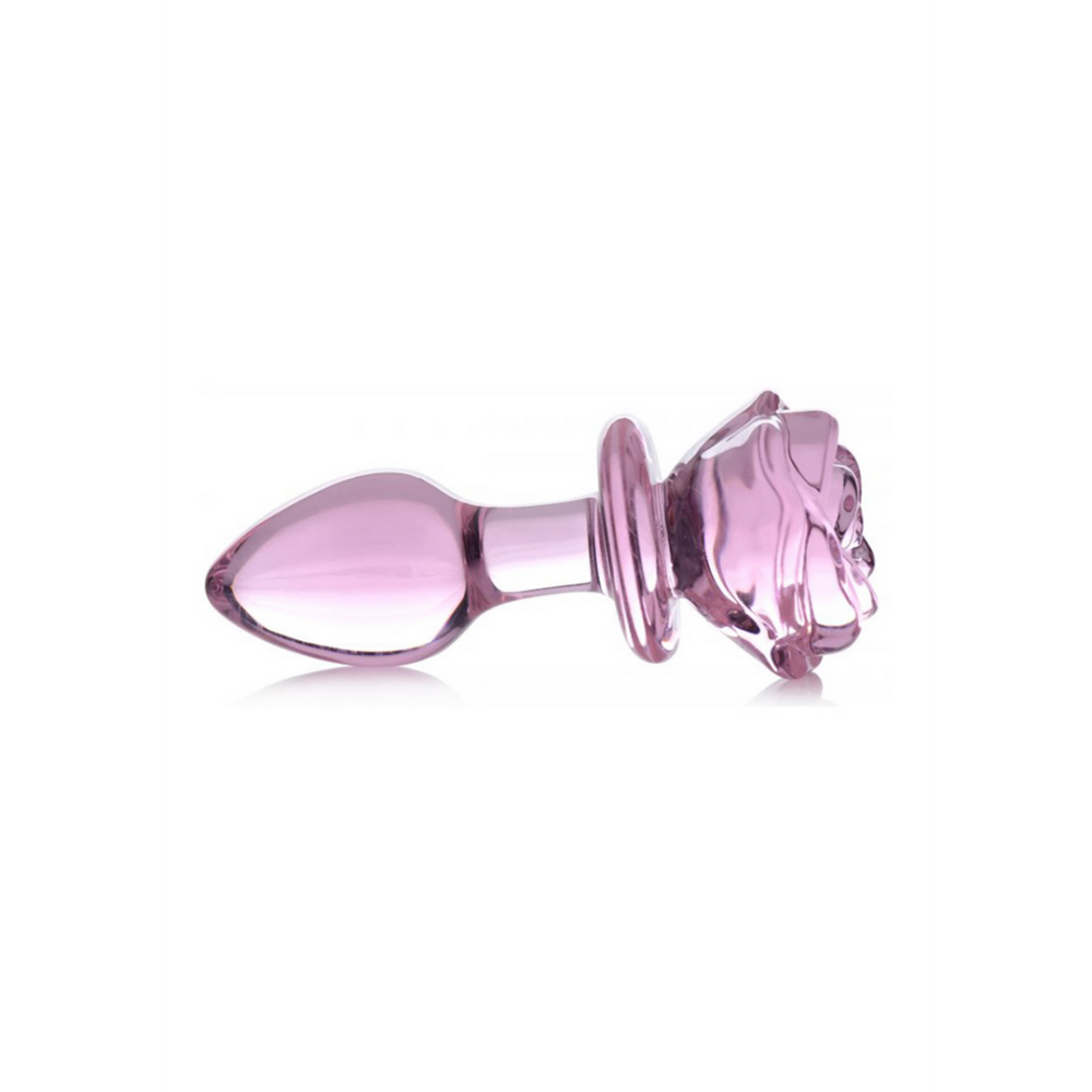 XR Brands Roze Roos - Glazen Butt Plug - Medium afbeelding