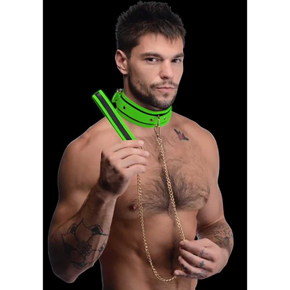 XR Brands Kink in the Dark - Glow in the Dark Halsband en Leash