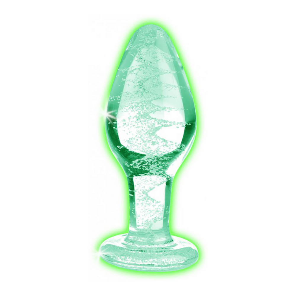 XR Brands Glow-In-The-Dark - Glazen Butt Plug - Medium afbeelding