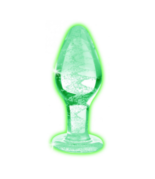 Glow-In-The-Dark - Glas Buttplug - Groot