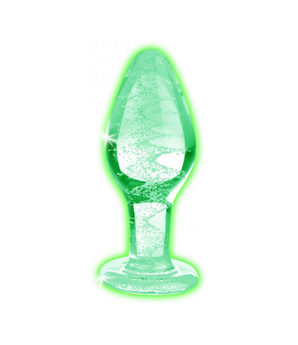 Glow-In-The-Dark - Glas Buttplug - Groot