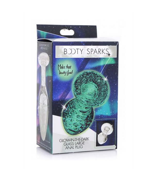 Glow-In-The-Dark - Glas Buttplug - Groot