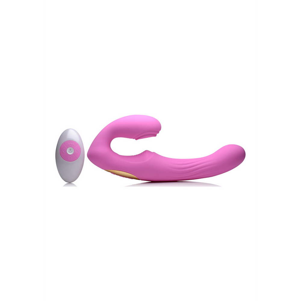 XR Brands U-Pulse - Siliconen Pulsatie en Vibrerende Strapless Strap-On afbeelding
