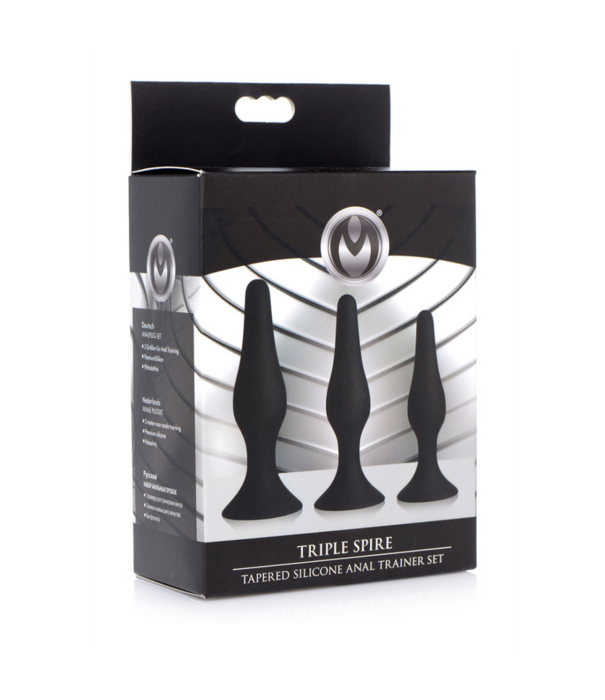 Triple Spire - Tapered Silicone Anale Trainer Set - 3 Stuks - Zwart