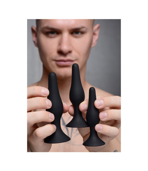 Triple Spire - Tapered Silicone Anale Trainer Set - 3 Stuks - Zwart